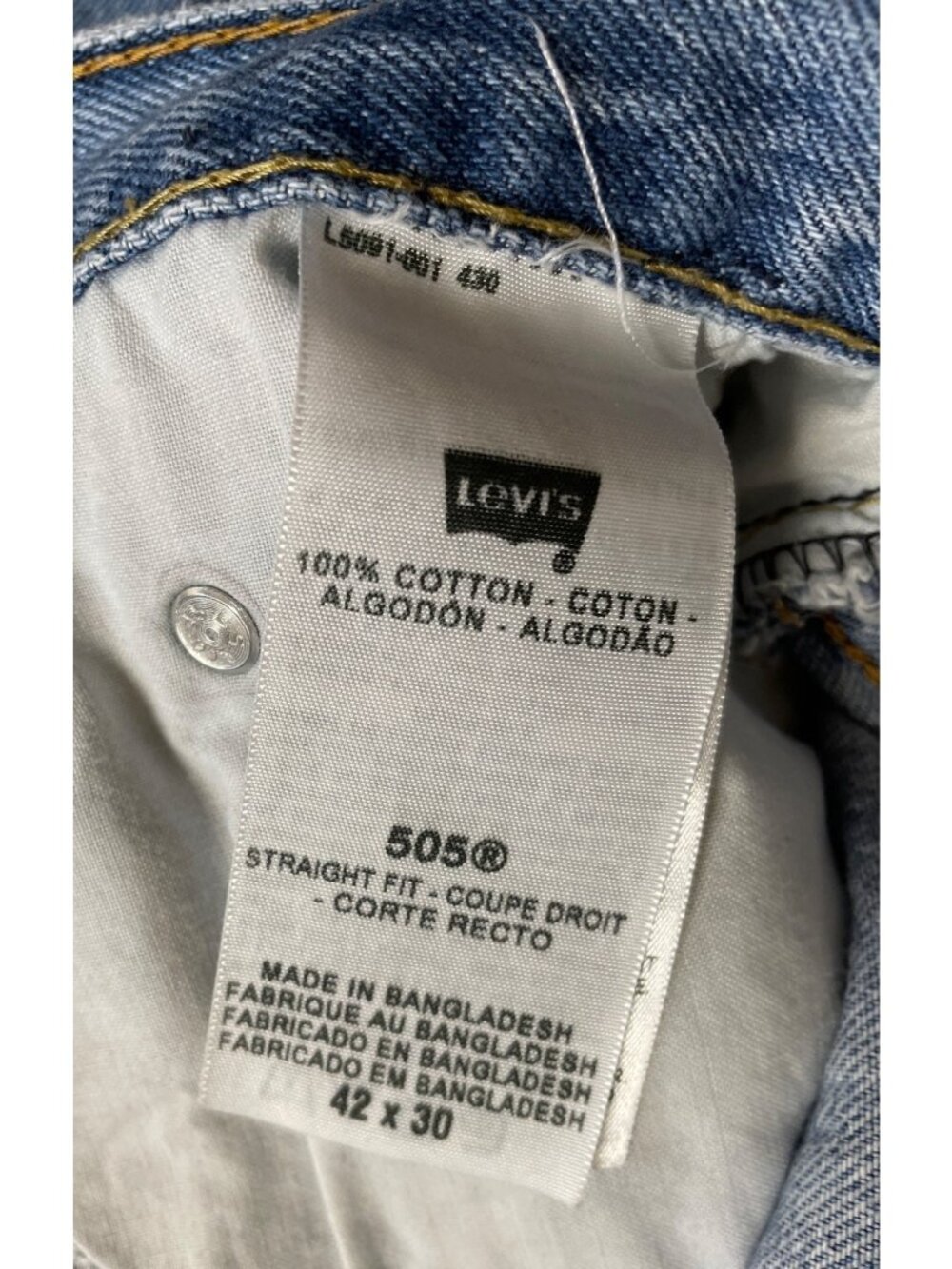 Levi's 505 Straight Fit Straight Leg Blue Denim Jeans Pants Men's 42 x 30 - Picture 8 of 10